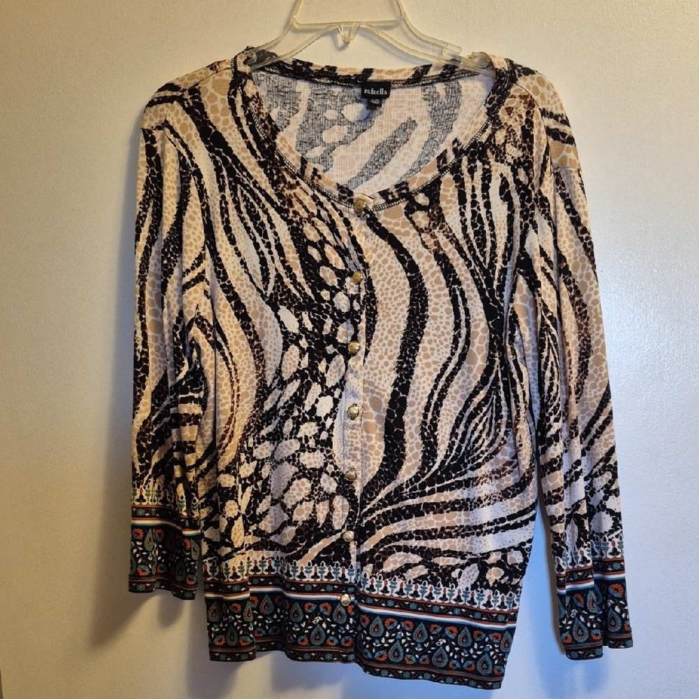 Rafaella Women's Animal Print Blouse - Black and Cream